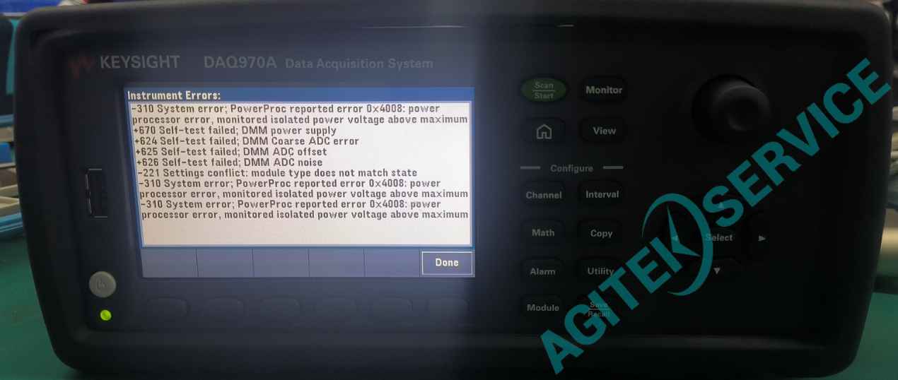 Keysight是德数据采集器DAQ970A开机报错维修案例