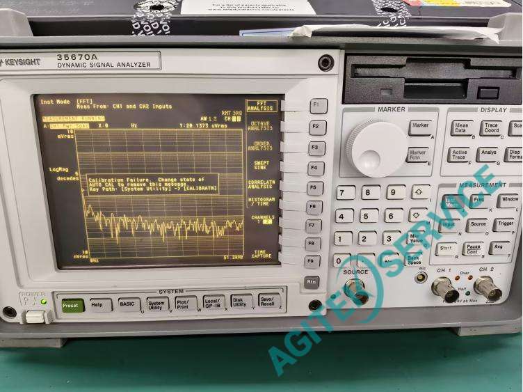 Keysight是德 35670A 动态信号分析仪开机自校准报错，测试信号不准维修案例